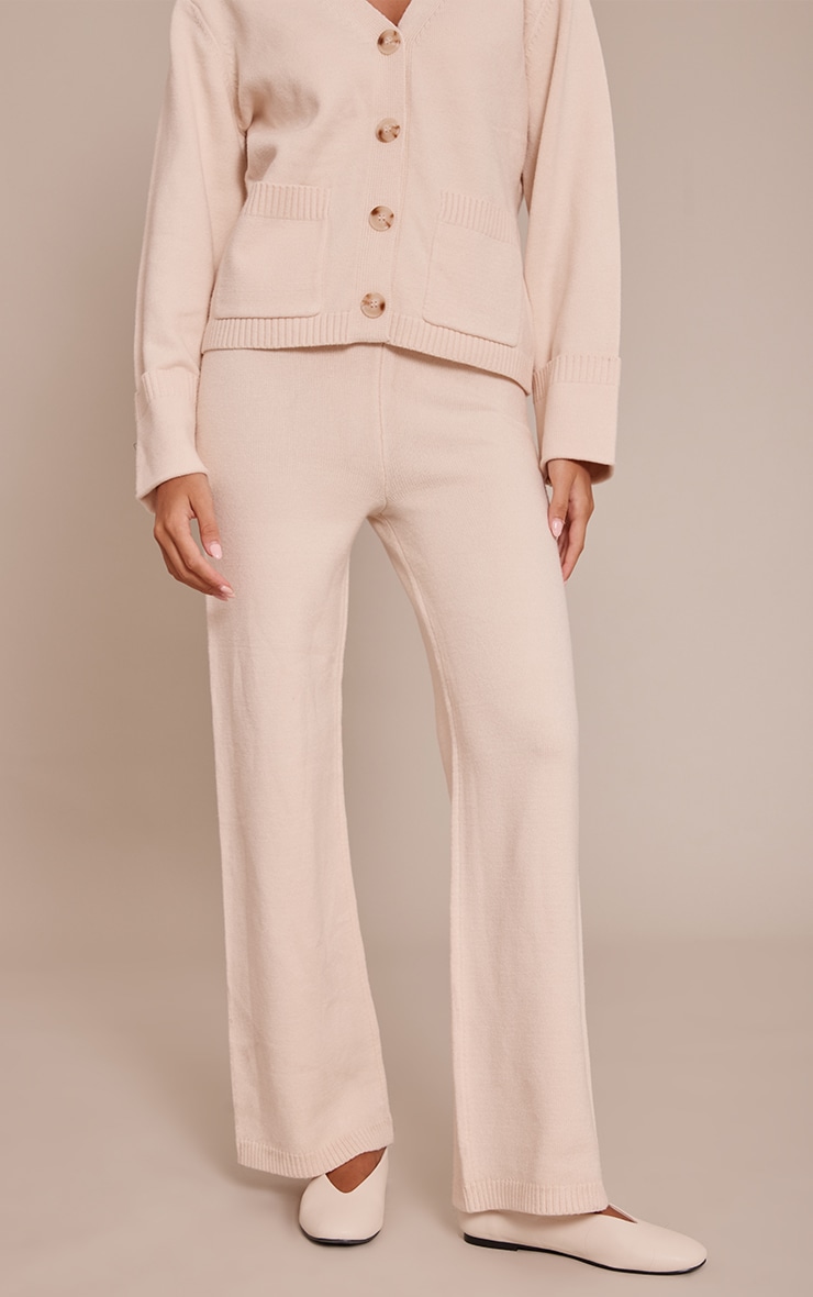 Cream Wide leg Knit Pant image 2