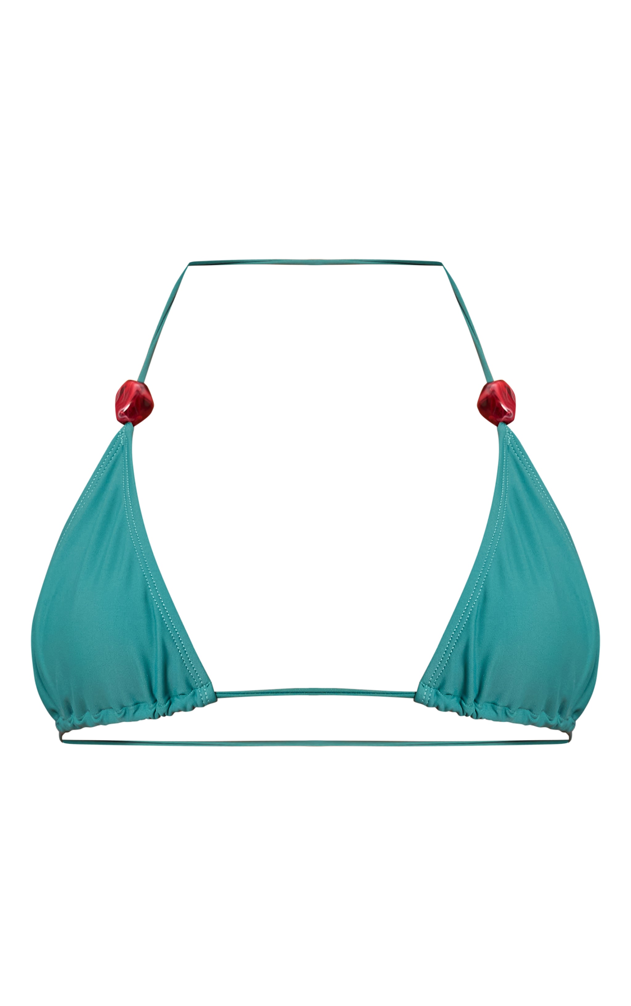 Teal Bead Trim Triangle Bikini Top image 5