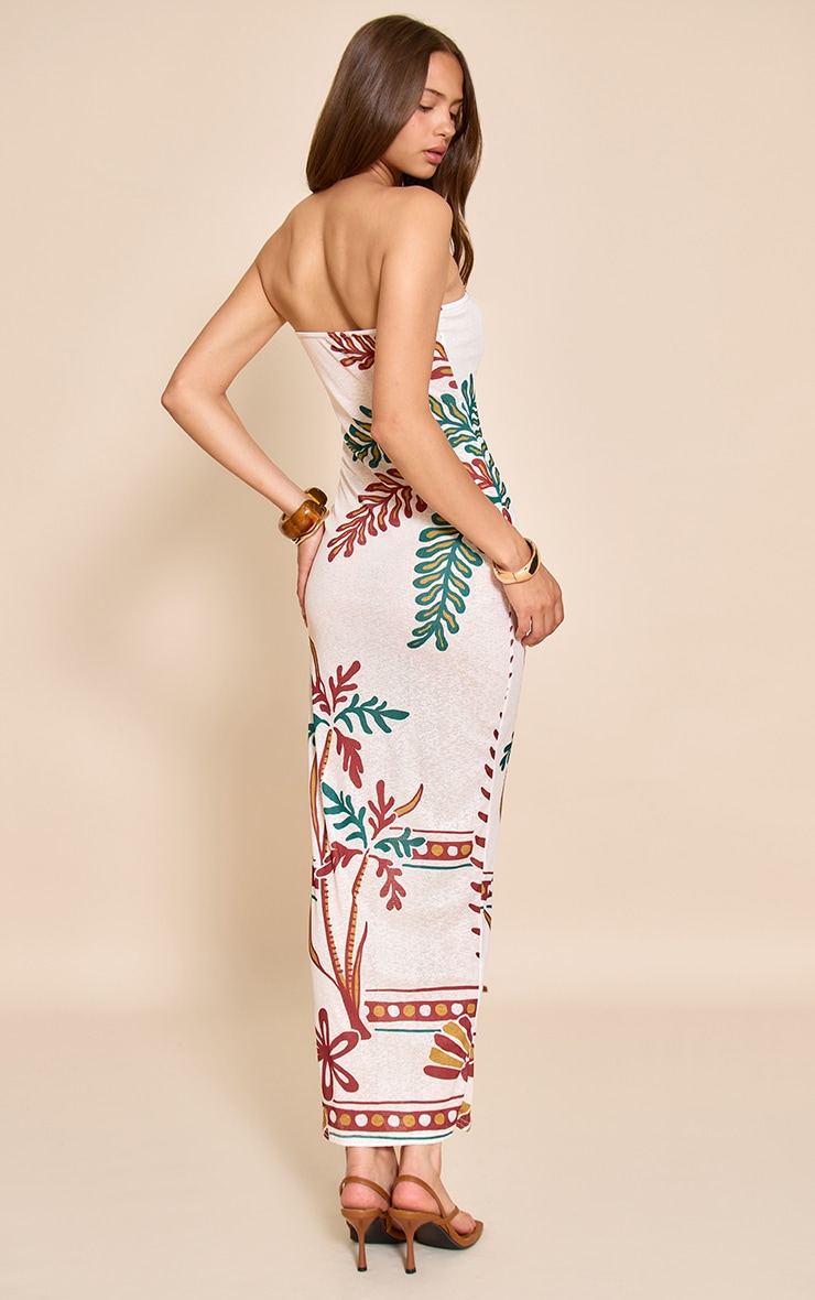 Stone Printed Onion Skin Bandeau Floral Print Maxi Dress image 2