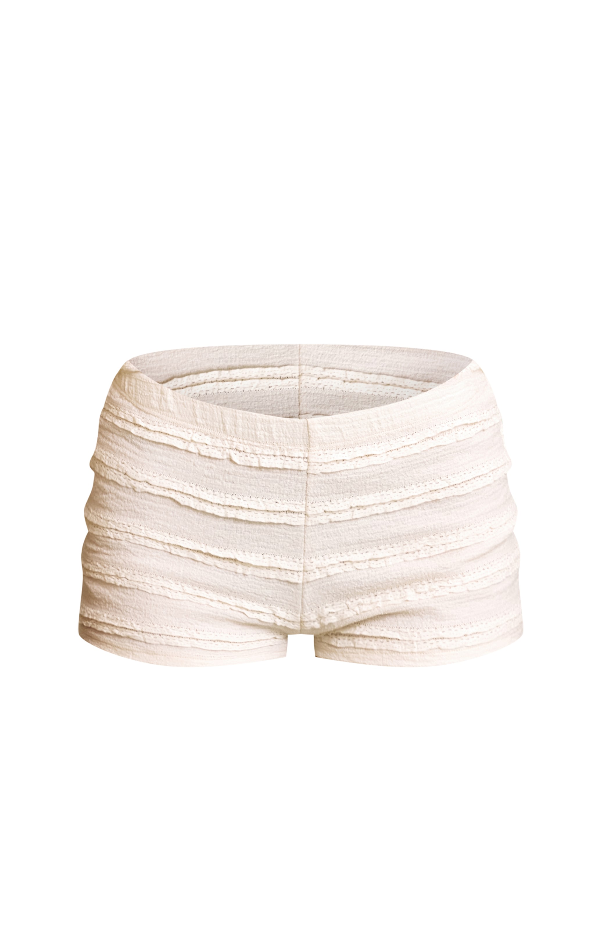 Cream Textured Hot Pants image 6