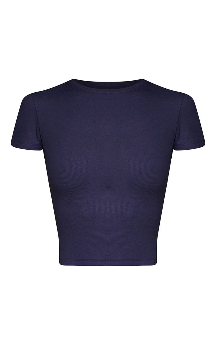 Navy Soft Cotton Short Sleeve Top image 5