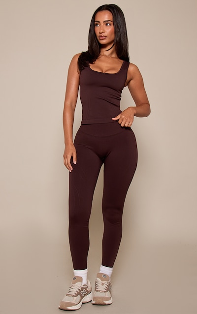 Petite Legging PLT chocolat sans coutures à fronces derrière