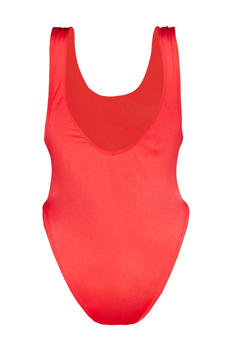  Plus Red Low Back Strappy Swimsuit image 6