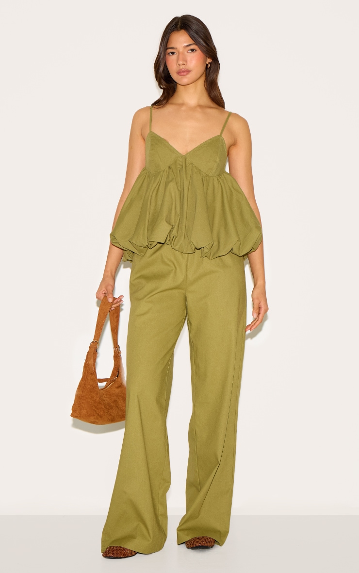 Olive Strappy Puffball Cami Top image 3