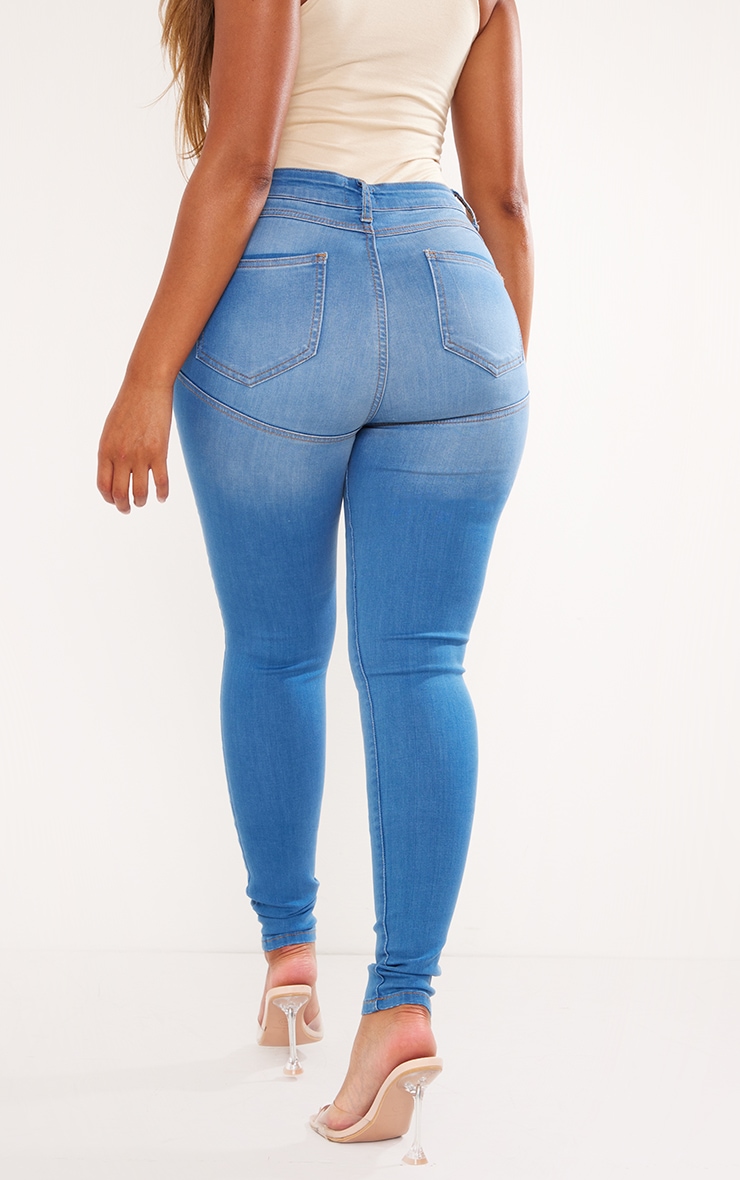 Strechable Plain Pant In Jeans Stuff Blue Color