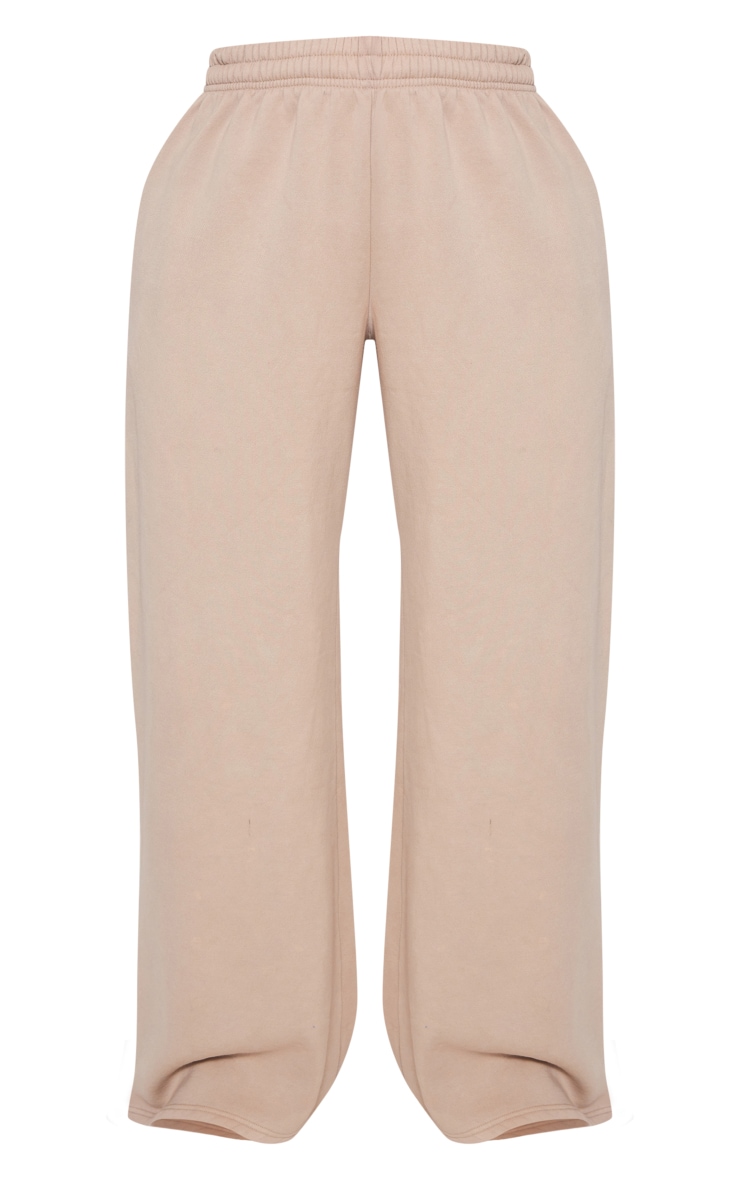 Beige Oversized Wide Leg Washed Track Pants image 5