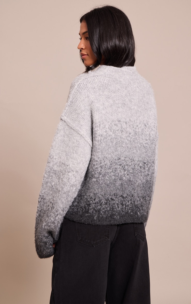 Tall Grey Ombre Crew Neck Knitted Sweater image 2