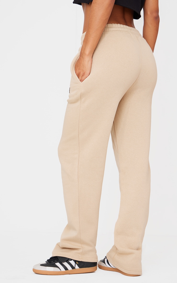 PRETTYLITTLETHING Sand Badge Detailed Straight Leg Sweatpants image 3