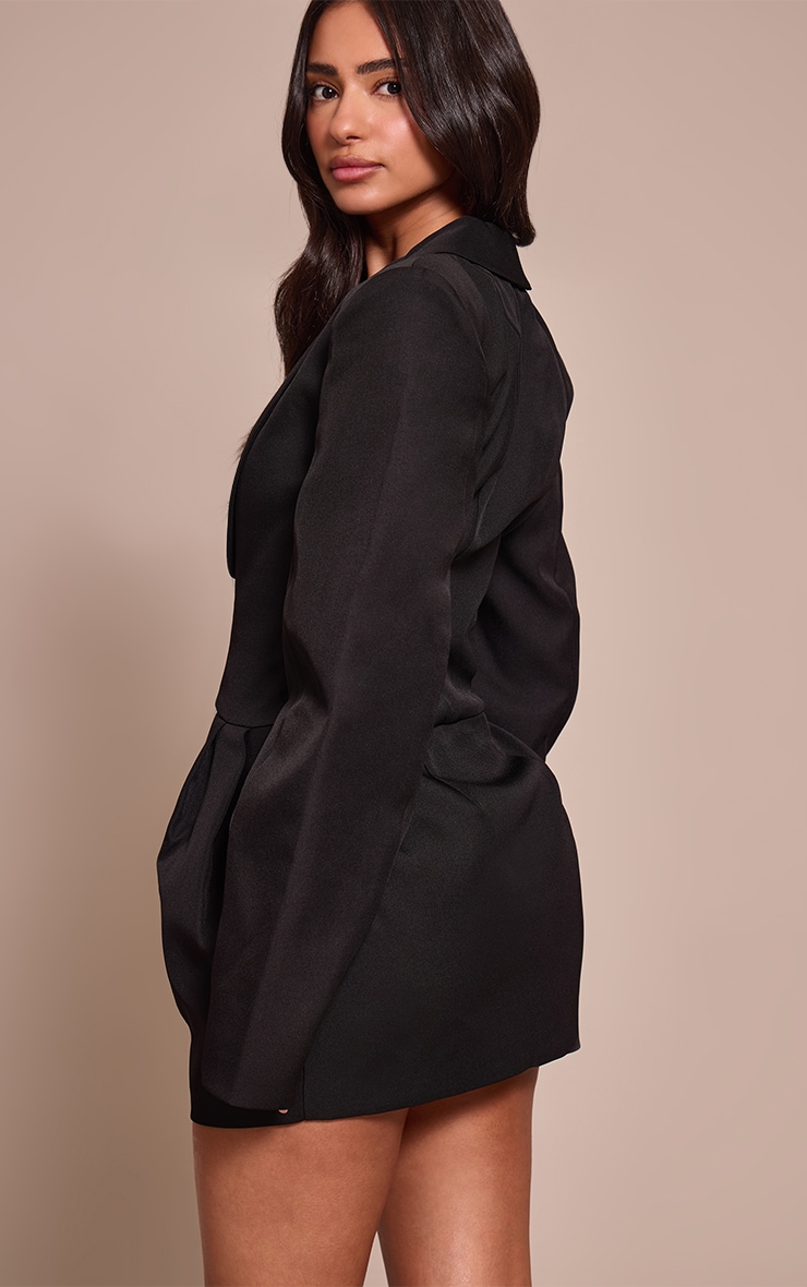 Petite Black Cinched V-Neck Blazer Dress image 2