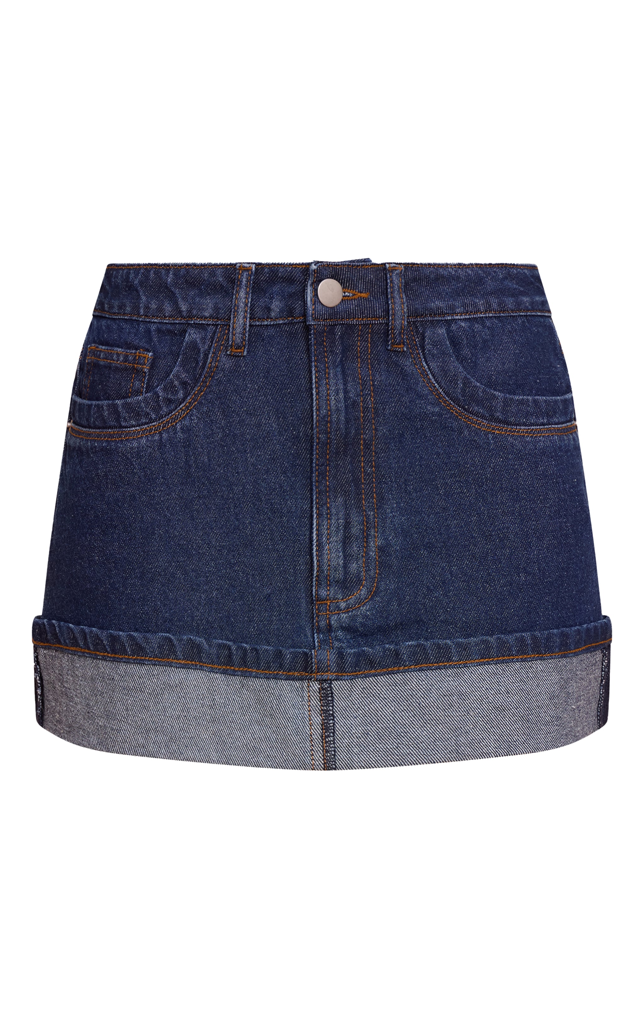Indigo Turn Up Denim Mini Skirt image 6