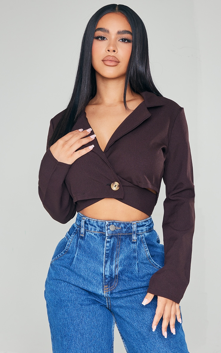 cropped blazer tie waist