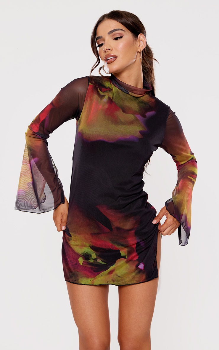 Abstract Face Print Shift Dress main image 1