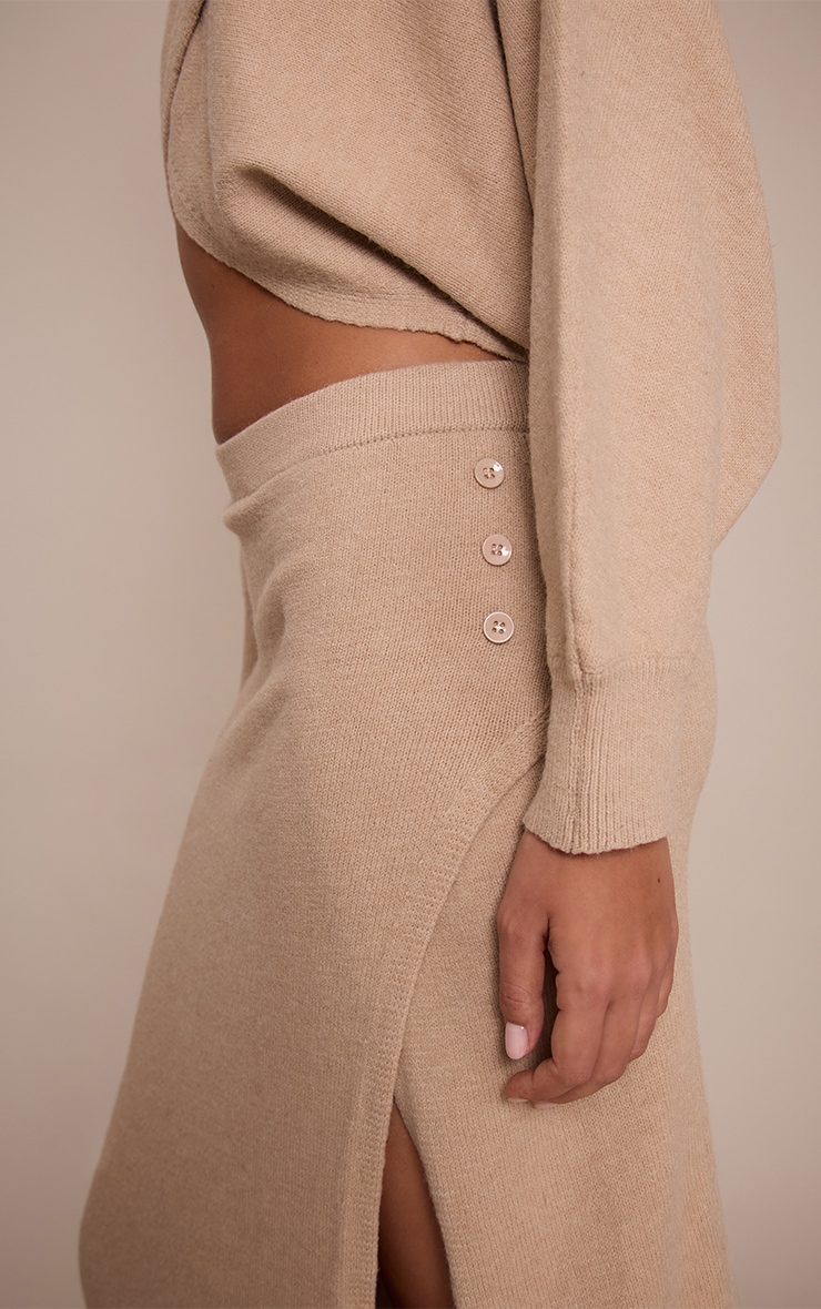 Camel Wrap Knit Maxi Skirt image 4