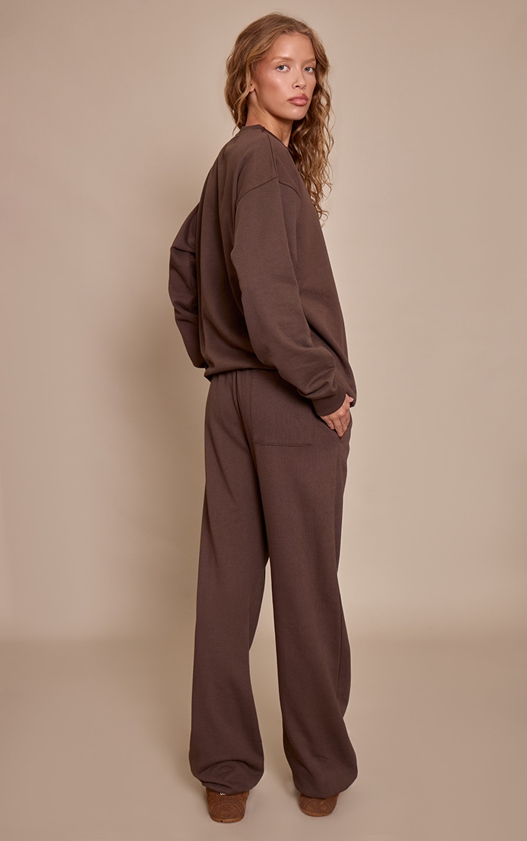 Chocolate 440 GSM Heavyweight Cotton Loopback Cuffed Sweatpants  image 3