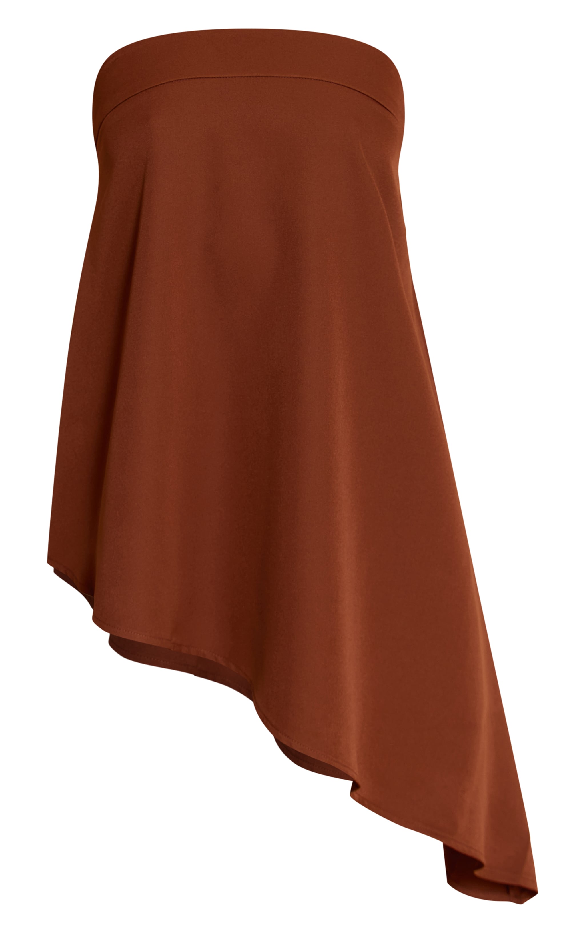 Chocolate Woven Bandeau Asymmetric Hem Floaty Long Top image 5