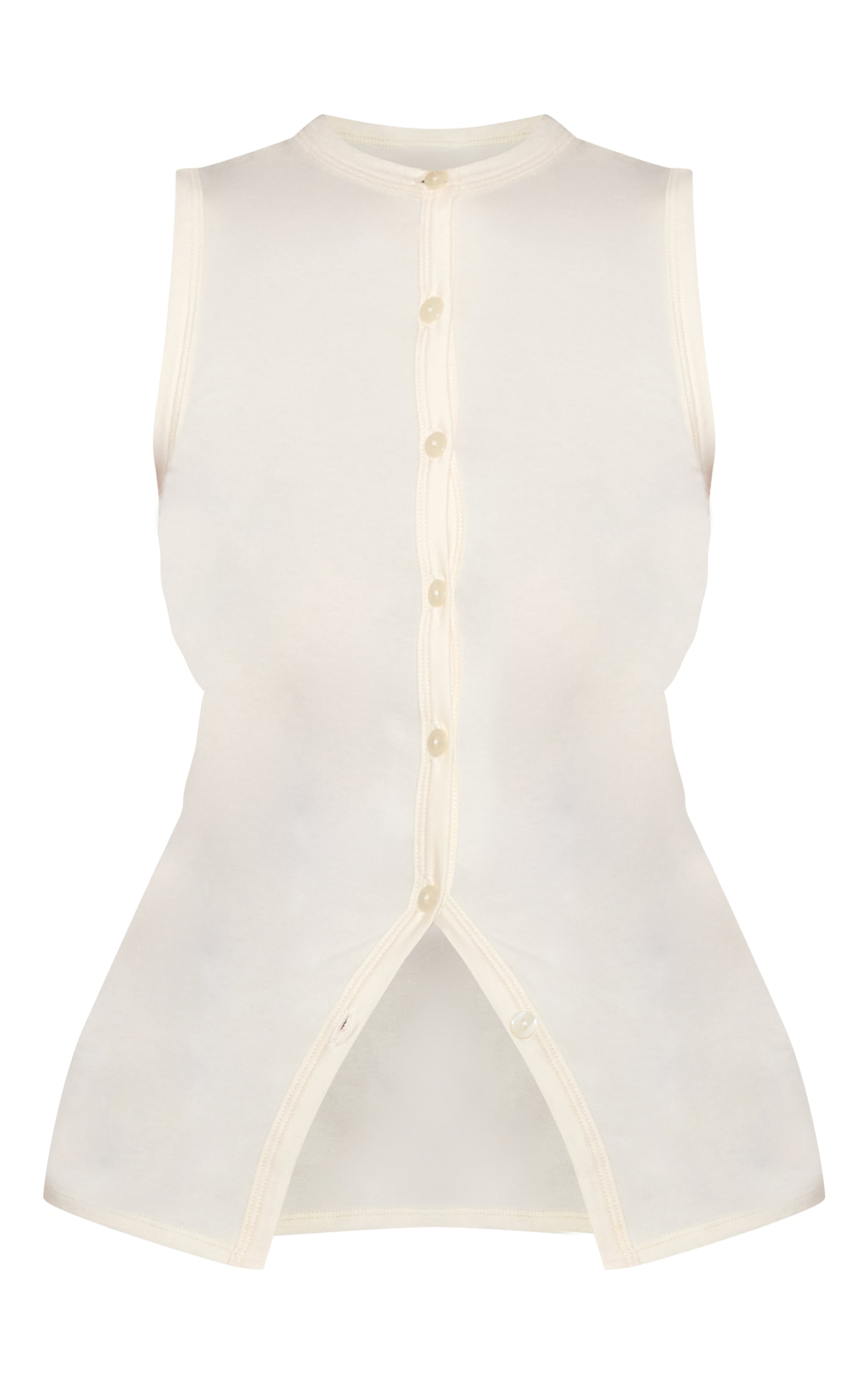 Almond Cotton Asymmetric Button Down Top image 5