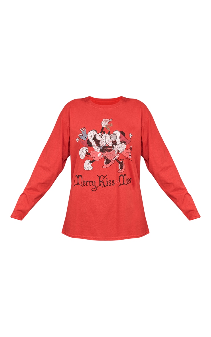 T-shirt Disney rouge imprimé Merry Kiss Mas image 5