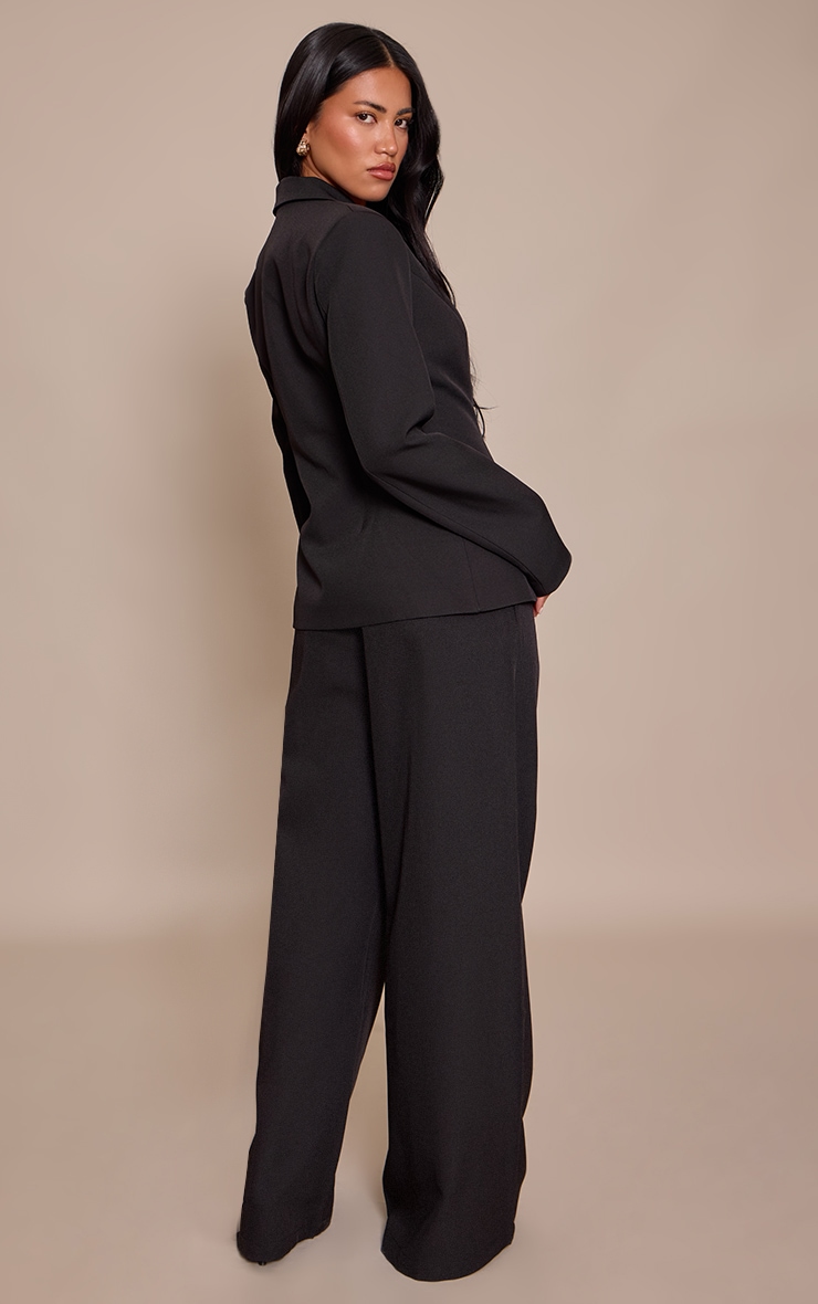 Pantalon droit tissé noir à plissures image 3