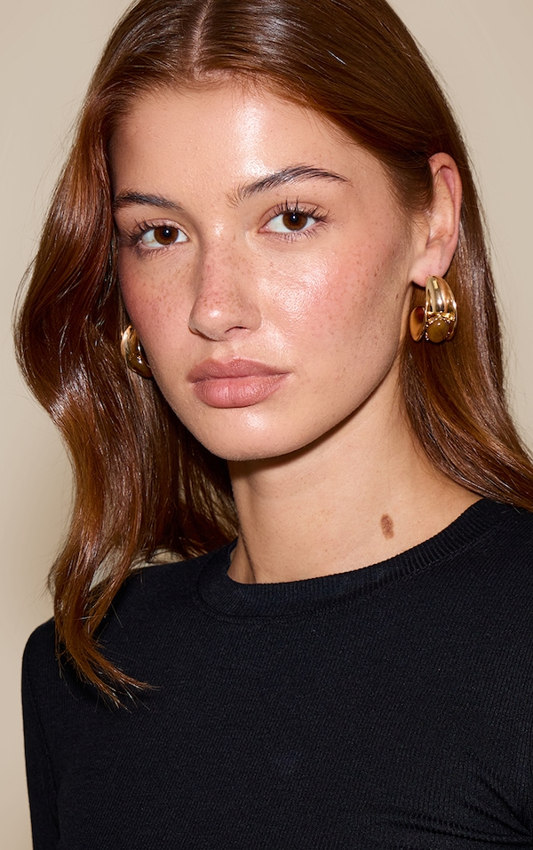 Brown Resin Chunky Hoop Earrings
