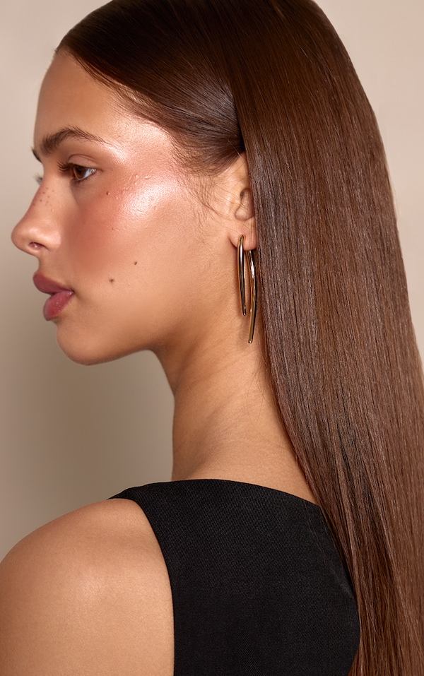 Gold Smooth Pointed Hoop Earrings