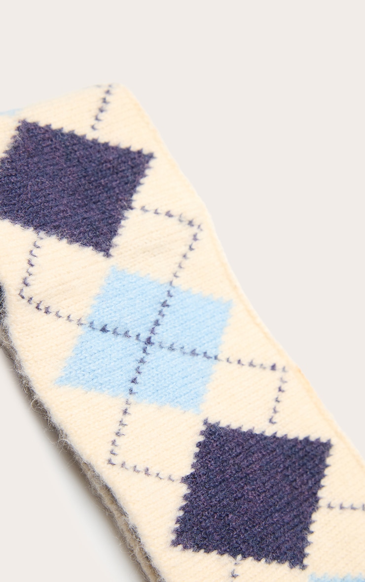 Bandeau en maille tricot bleu poudré à losanges image 3