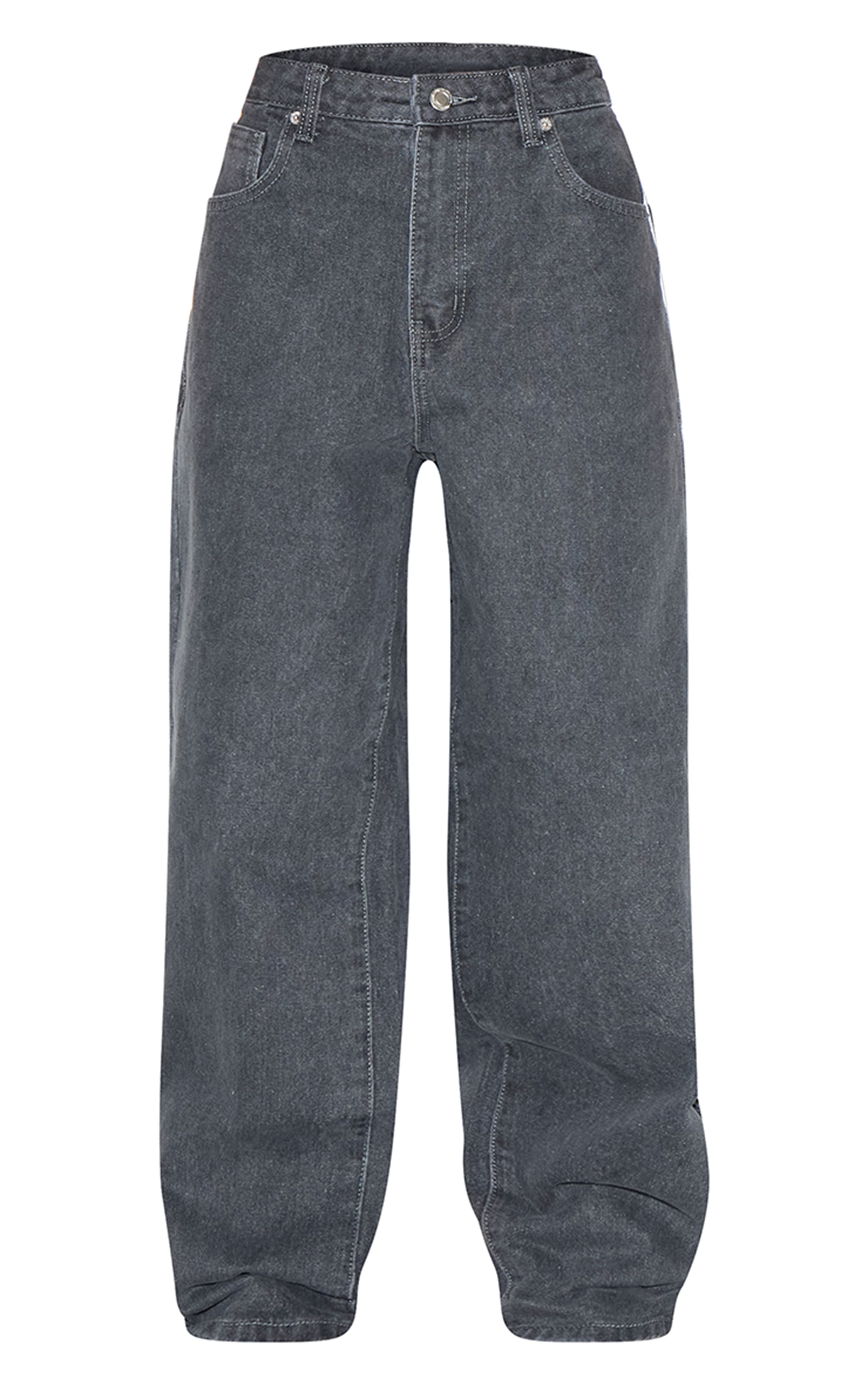 PRETTYLITTLETHING Petite Grey High Waist Boyfriend Jeans image 5