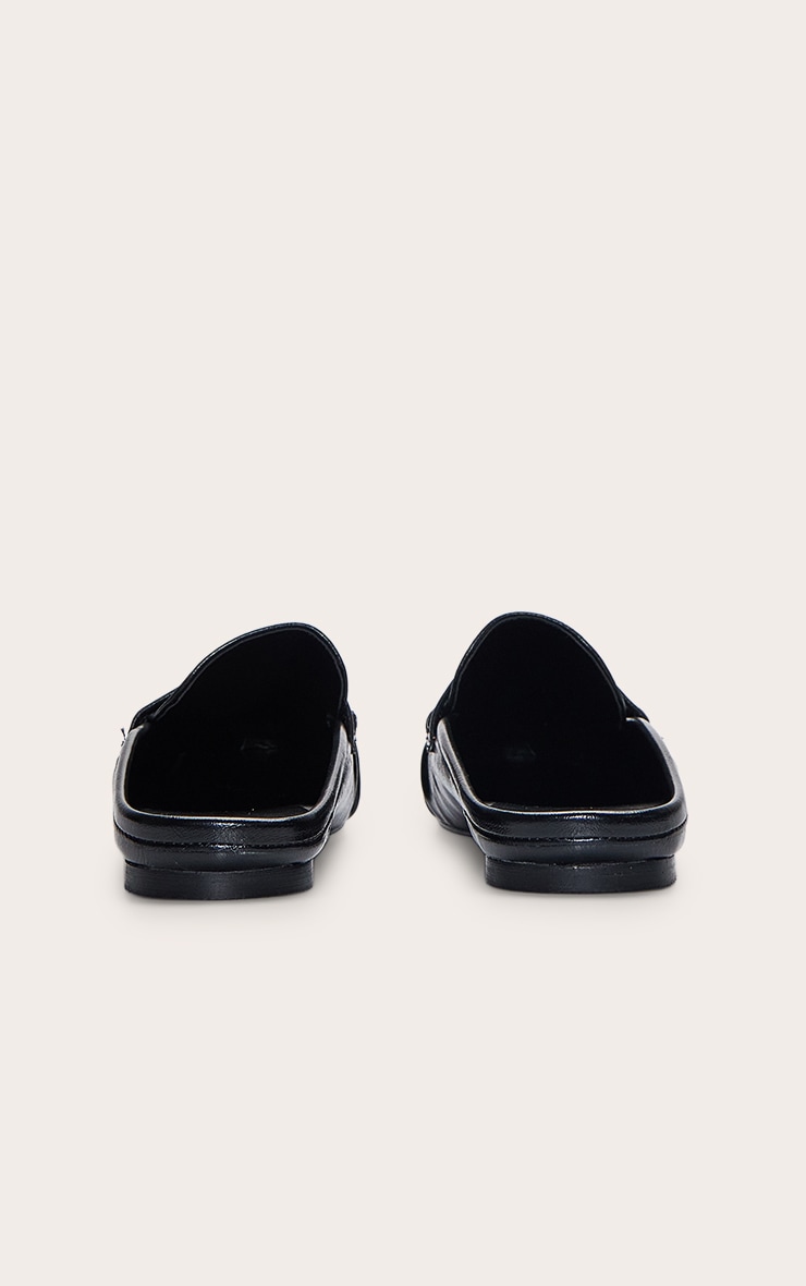 Black Ruched Round Toe Loafer Mule image 4