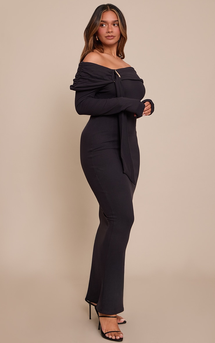 Shape Black Bardot Trim Detail Maxi Dress image 3