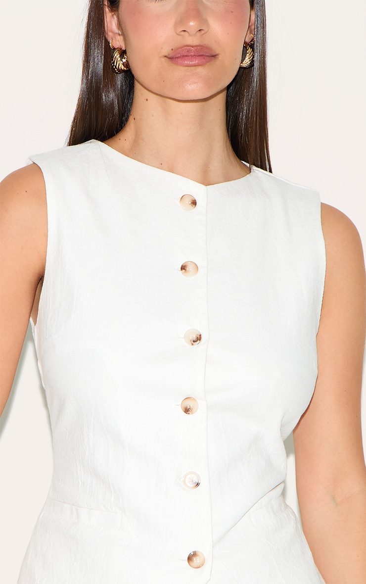 White Linen Look Tailored Waistcoat image 4