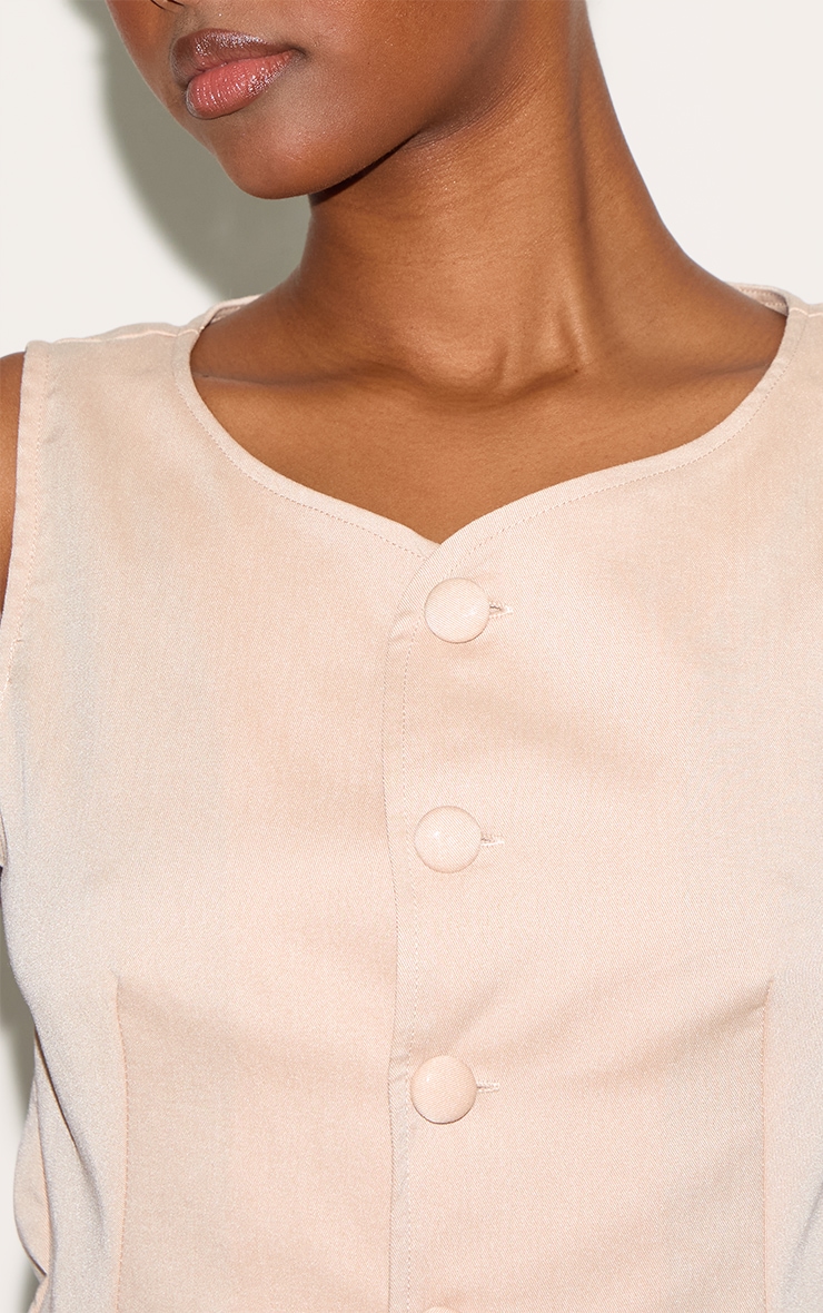 Oatmeal Long Line Waistcoat image 4