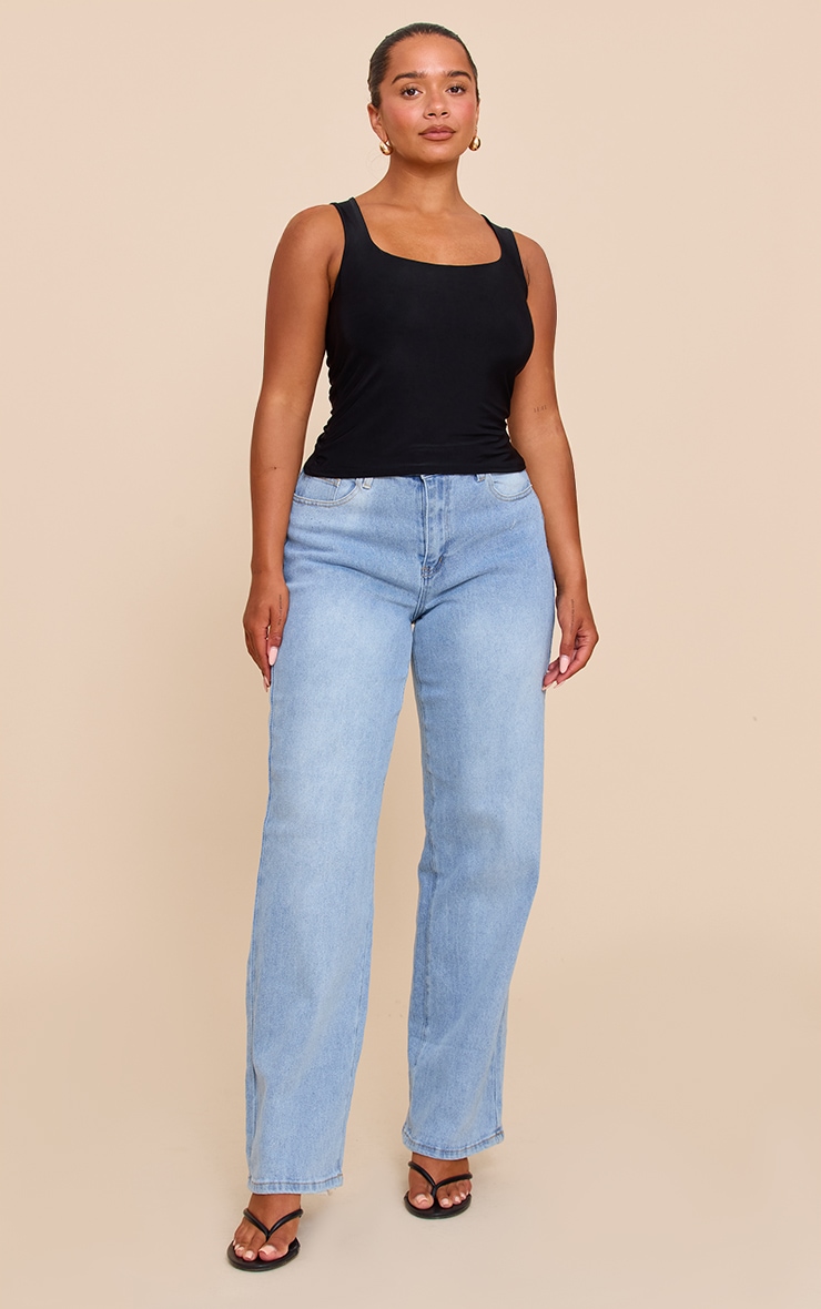 Shape Black Slinky Square Neck Top image 3