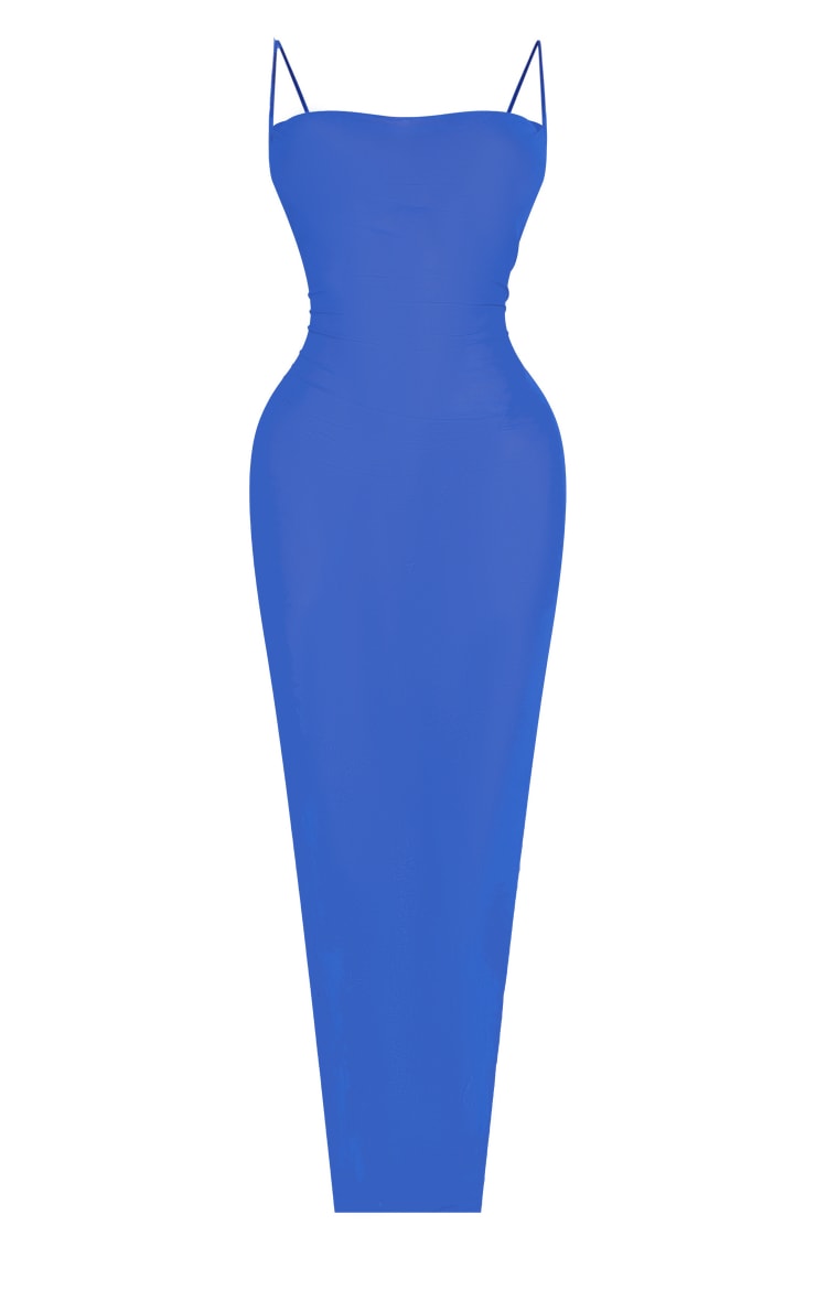 Shape Blue Textured Sheer Mesh Maxi Dress image 1