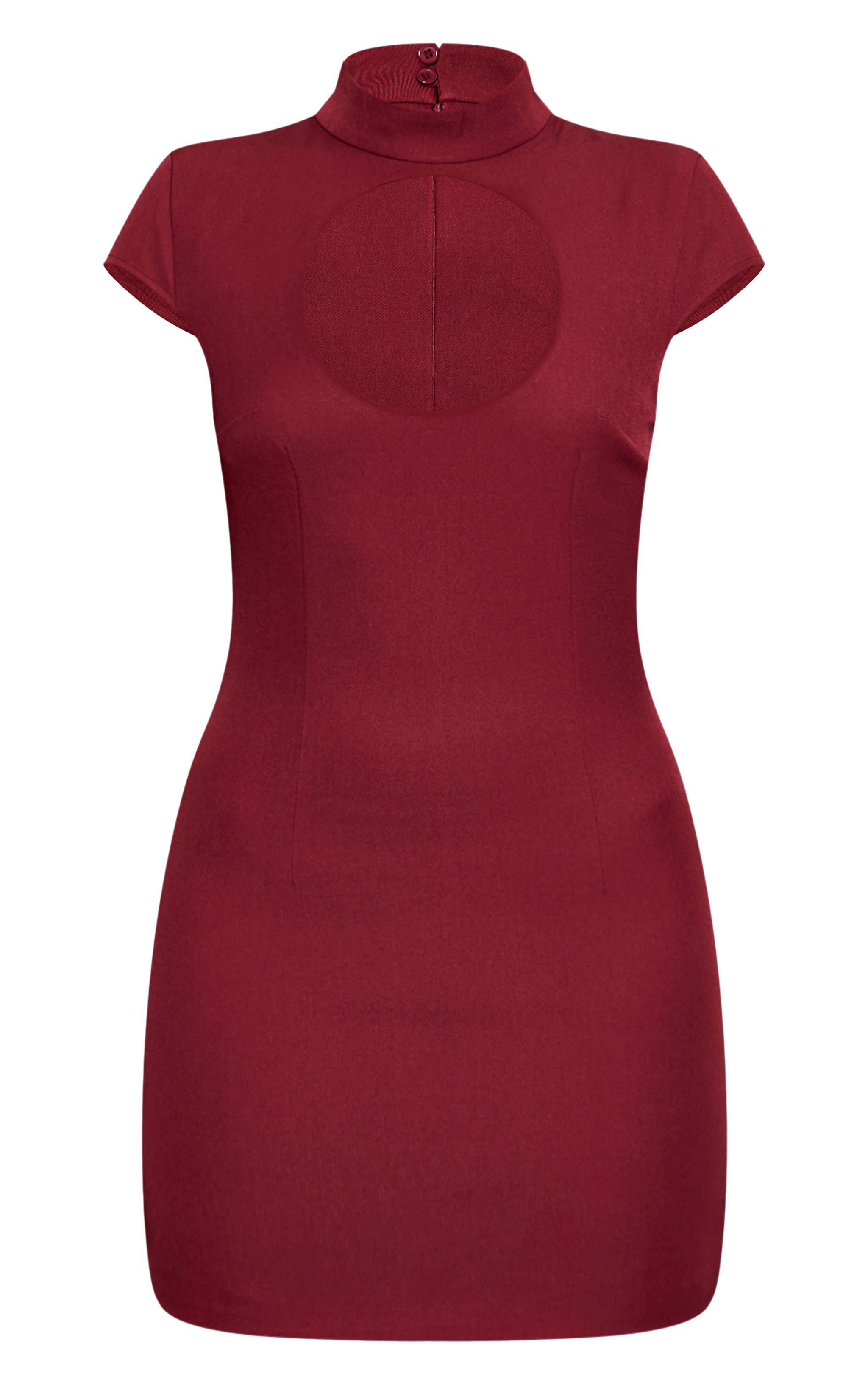 Burgundy Woven Cut Out Cap Sleeve Mini Dress image 5