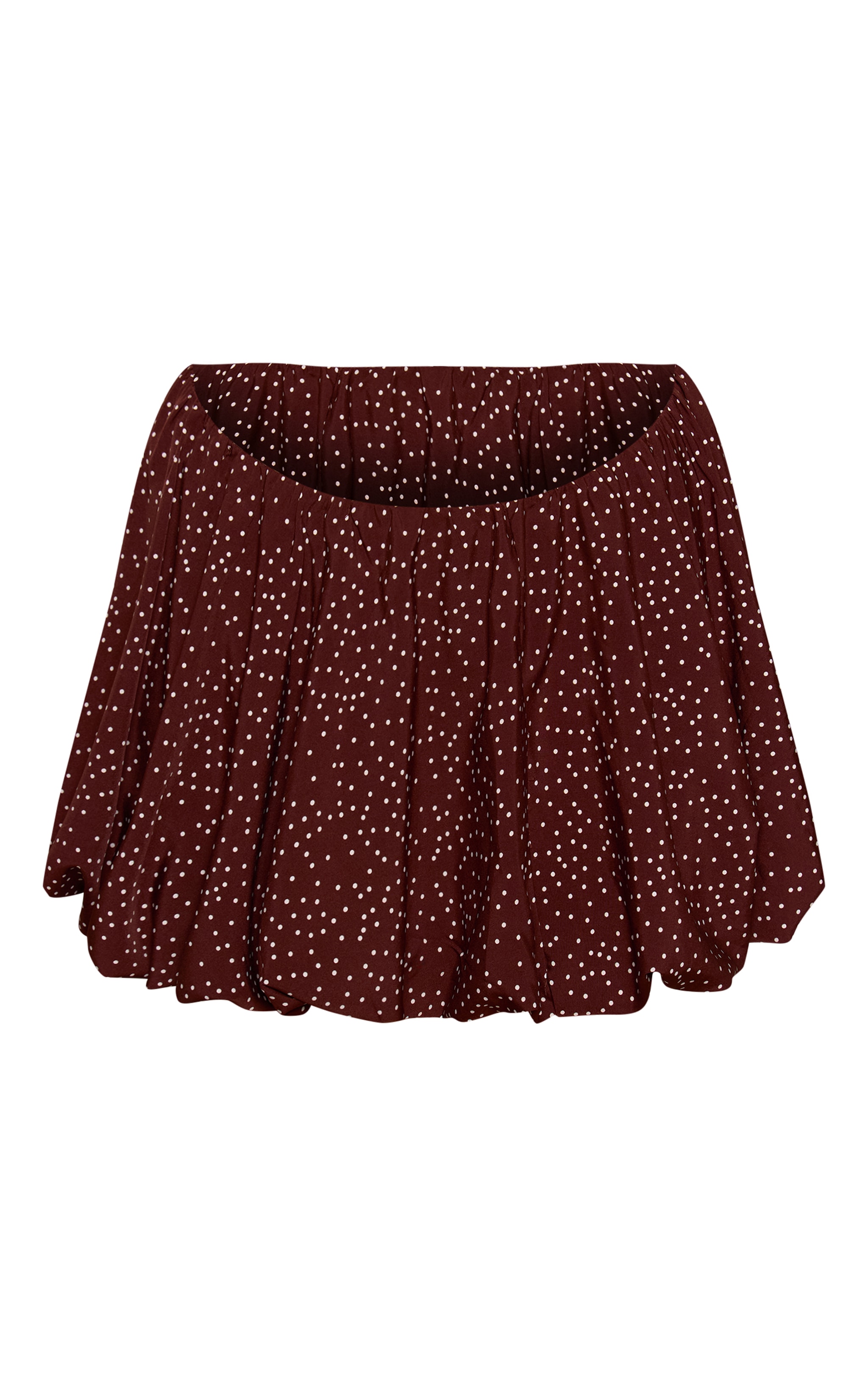 Plus Brown Polkadot Print Cotton Puffball Skirt image 6