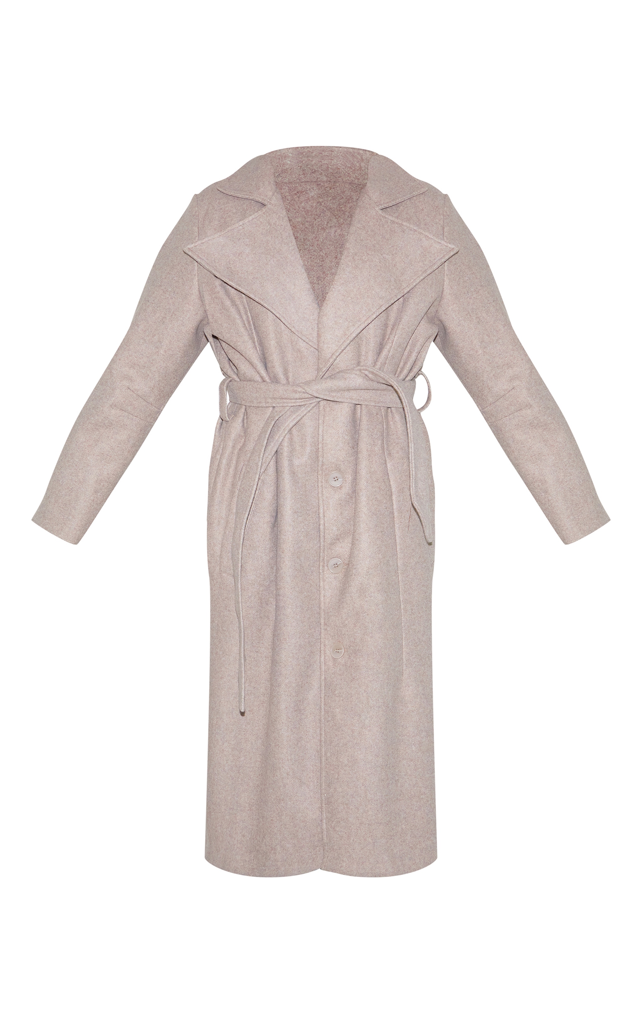 Taupe Oversized Wool Look Trench Coat image 5