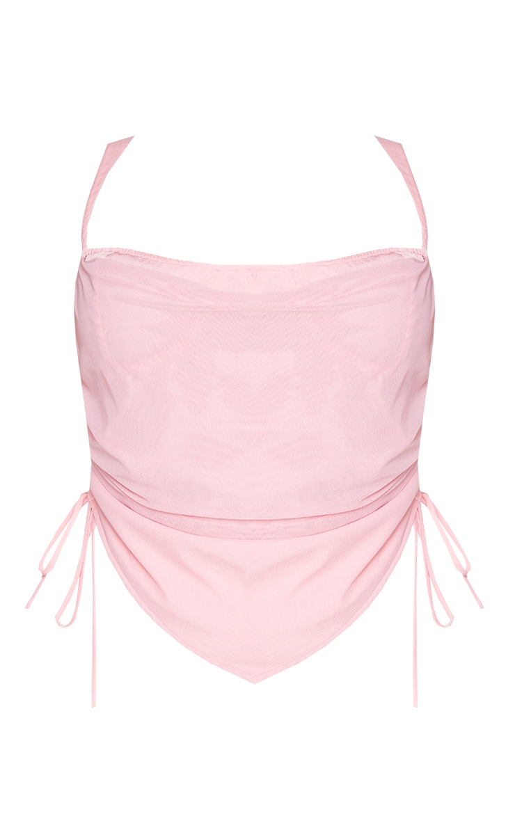 Plus Top corset en mesh superposé rose tendre image 5