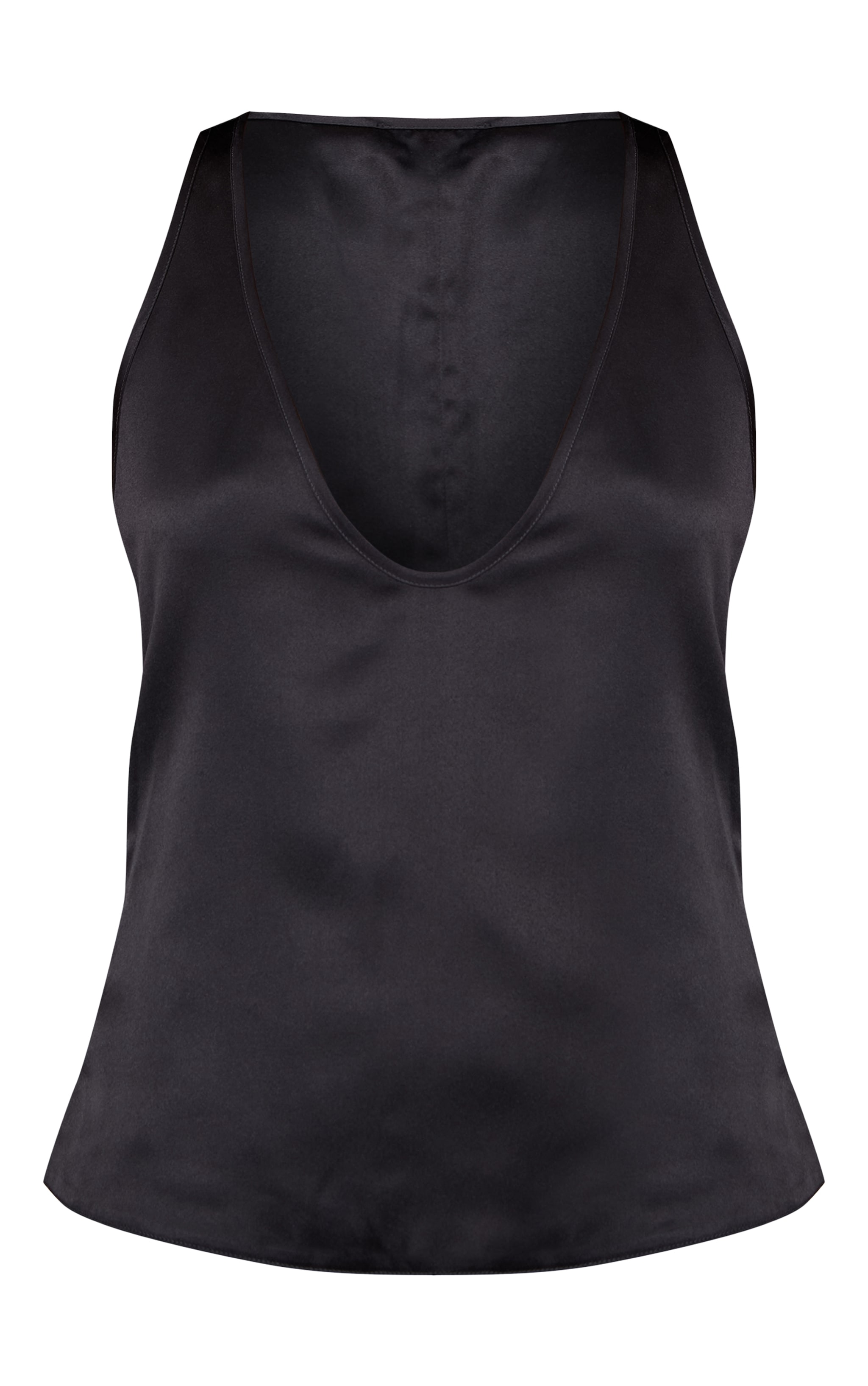 Black Satin Plunge Sleeveless Top image 5