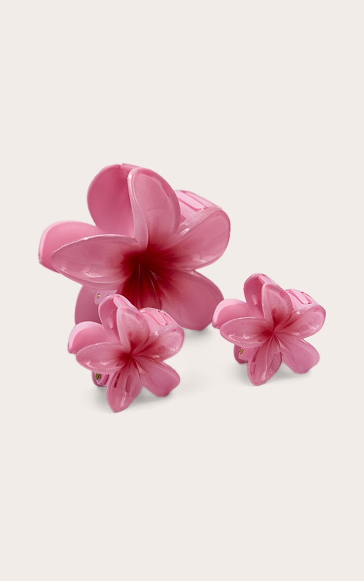 Pink Gradient Lily Flower Hair Clip Set image 2