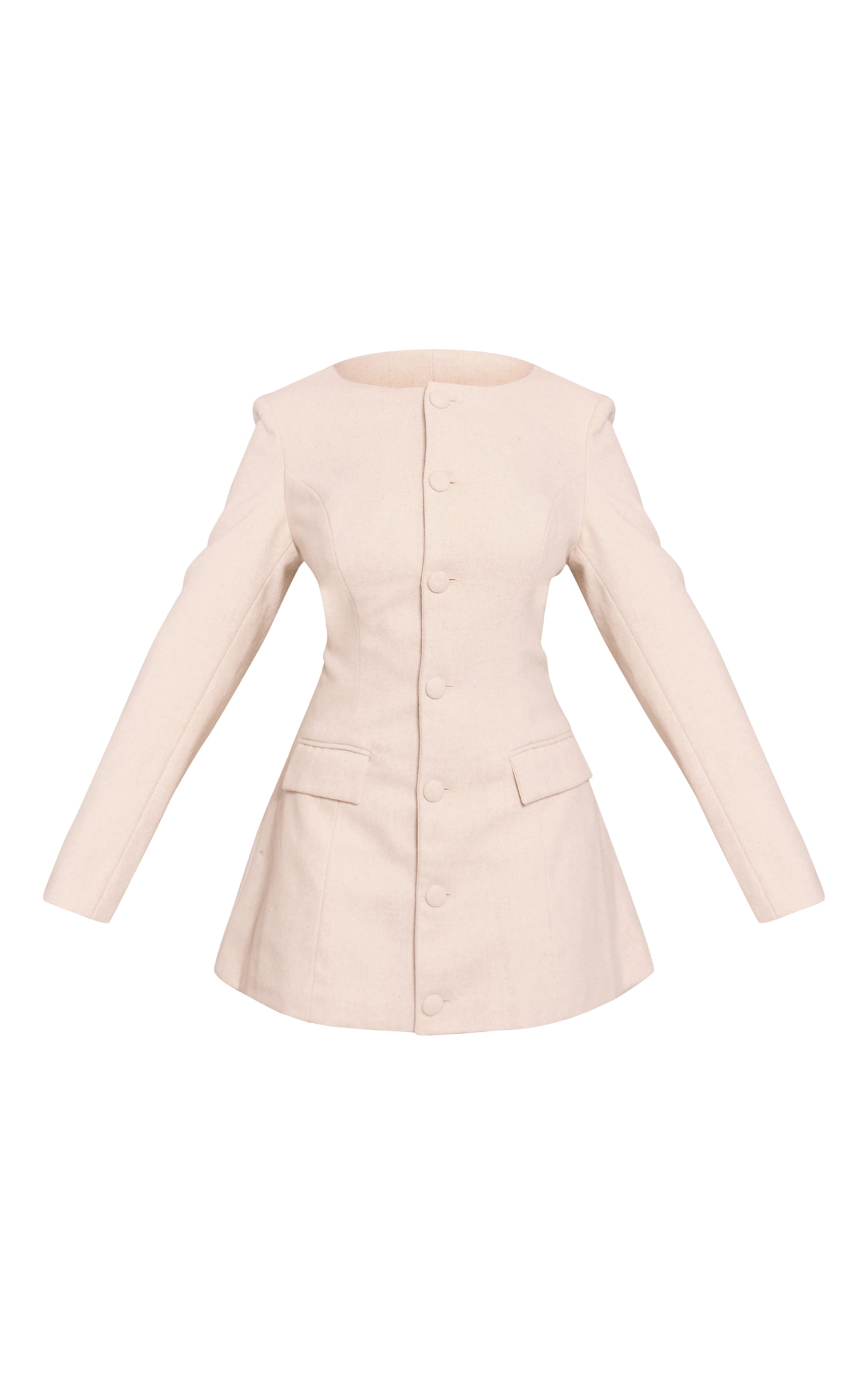 Shape Cream Wool-Look Button Front Blazer Dress image 5