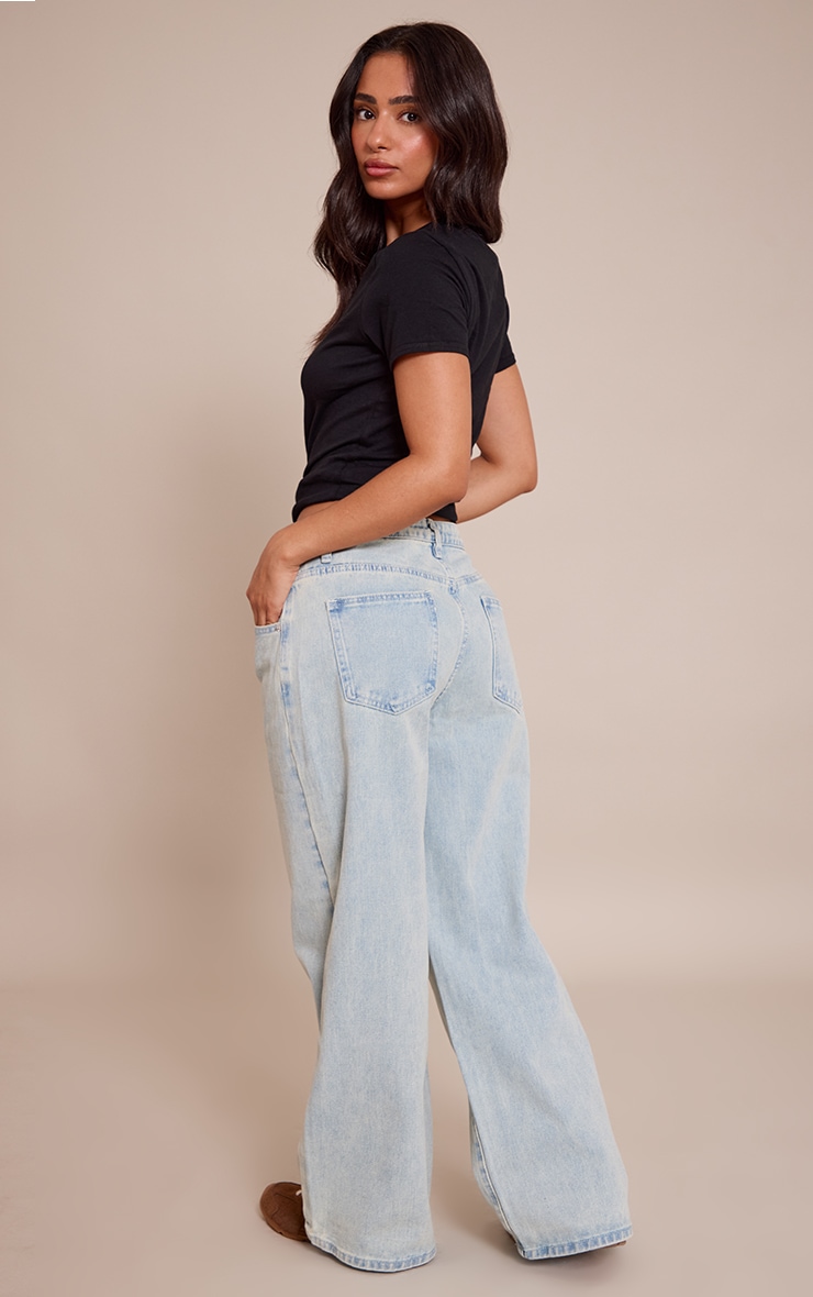 Petite Vintage Bleach Wash Low Rise Boyfriend Jeans image 3