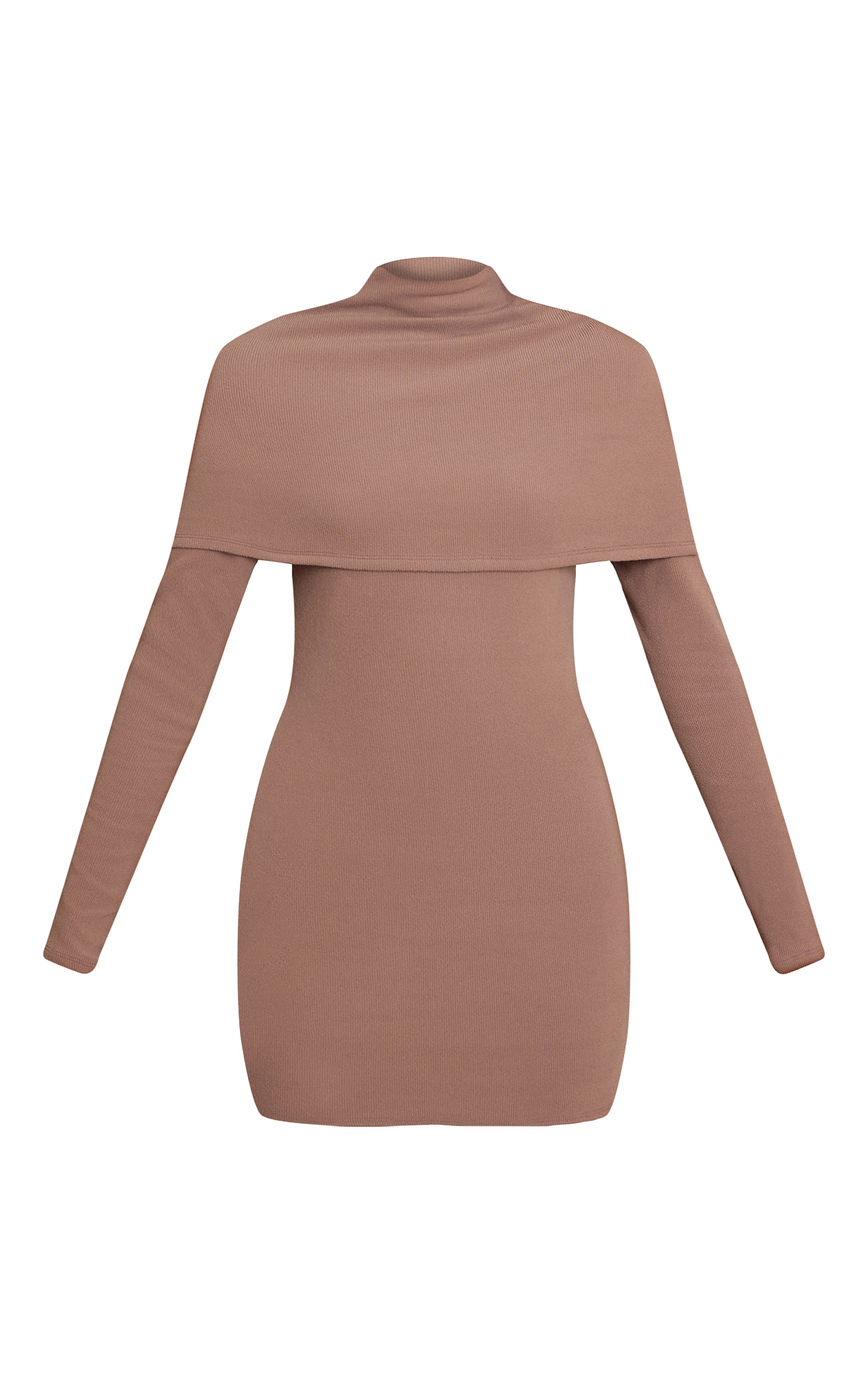 Taupe Ribbed Overlay Long Sleeve Bodycon Dress image 5