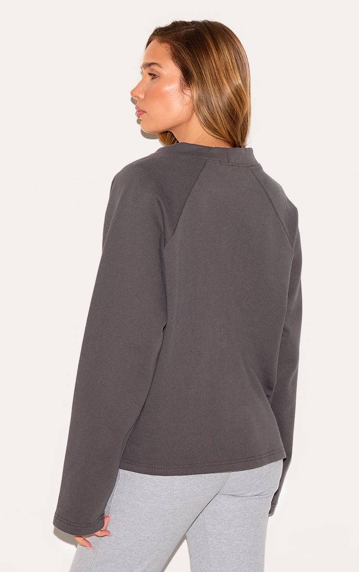 Charcoal Premium Boxy Sweat Cardigan image 2