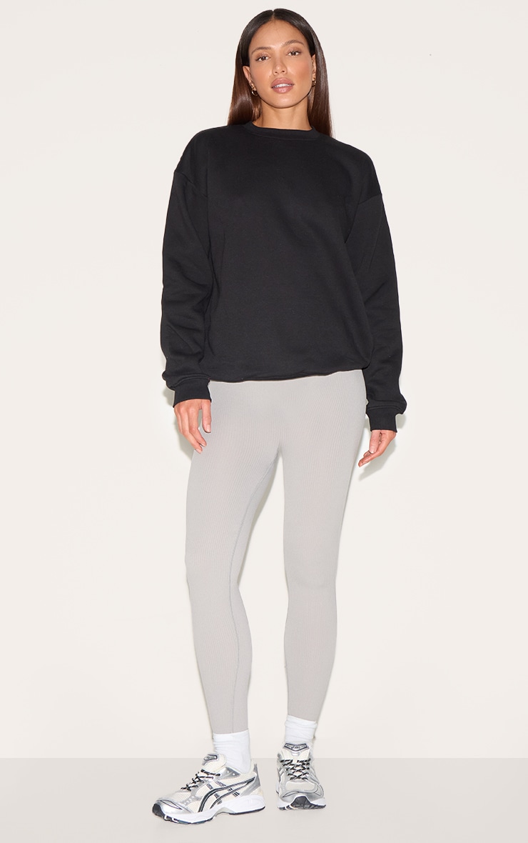 Tall Grey Structured Snatched Rib Leggings image 2