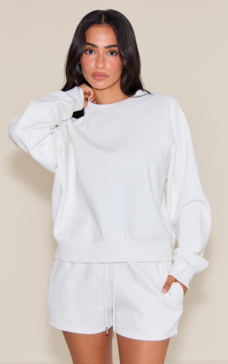 Petite Cream Elasticated Waist Sweat Shorts image 4