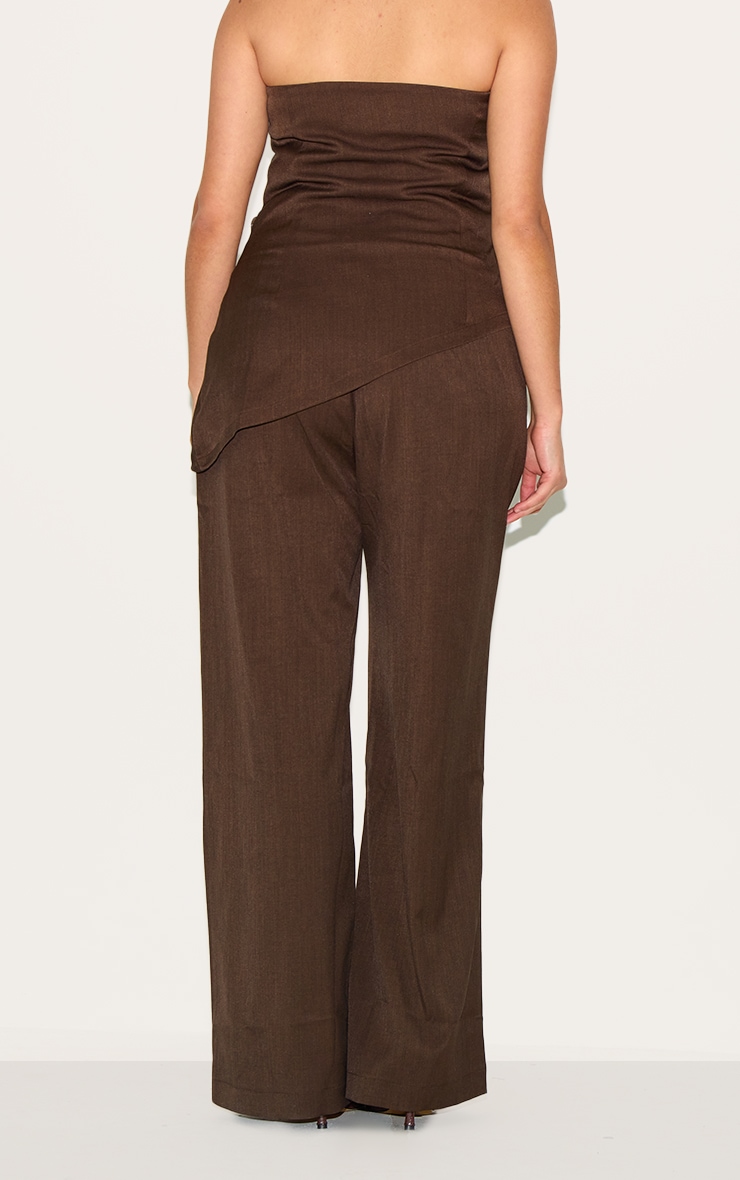 Plus Deep Chocolate Tailored Woven Wide Leg Pants image 3