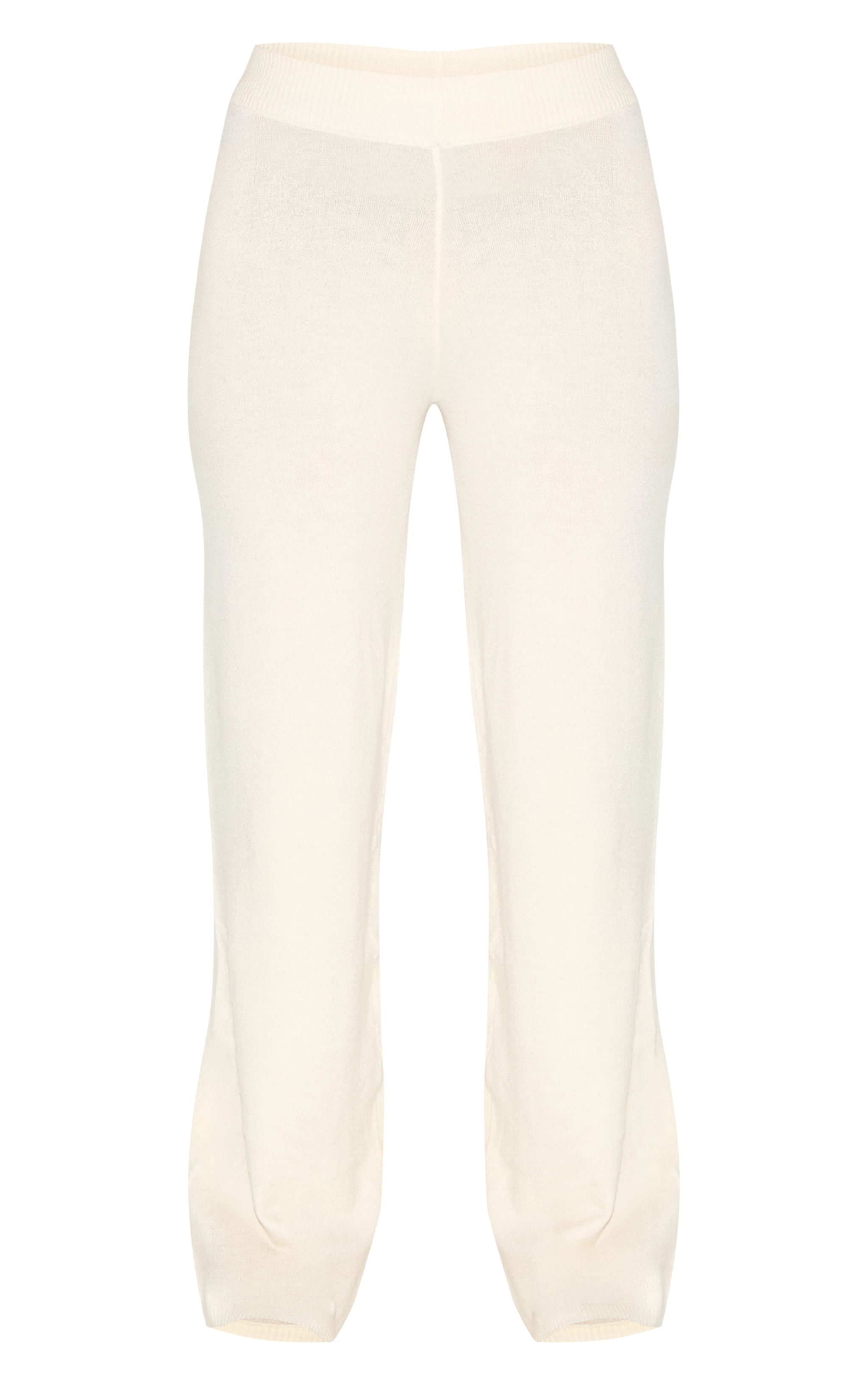 Cream Knit Wide Leg Pants image 5