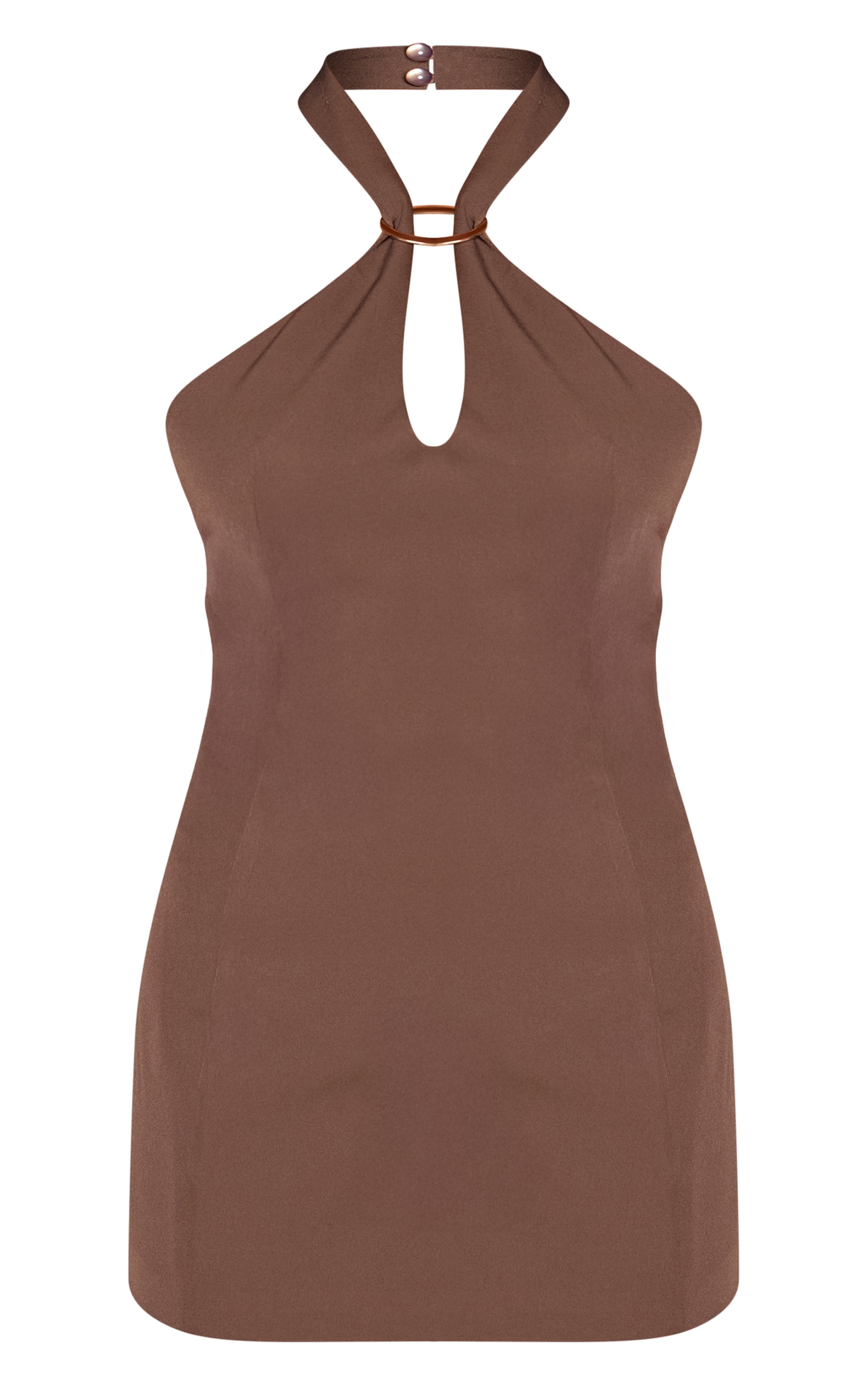 Chocolate Woven Trim Detail Mini Dress image 5