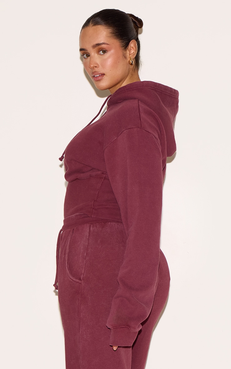Shape Wine Sweat Cropped Shirred Waist Hoodie image 2
