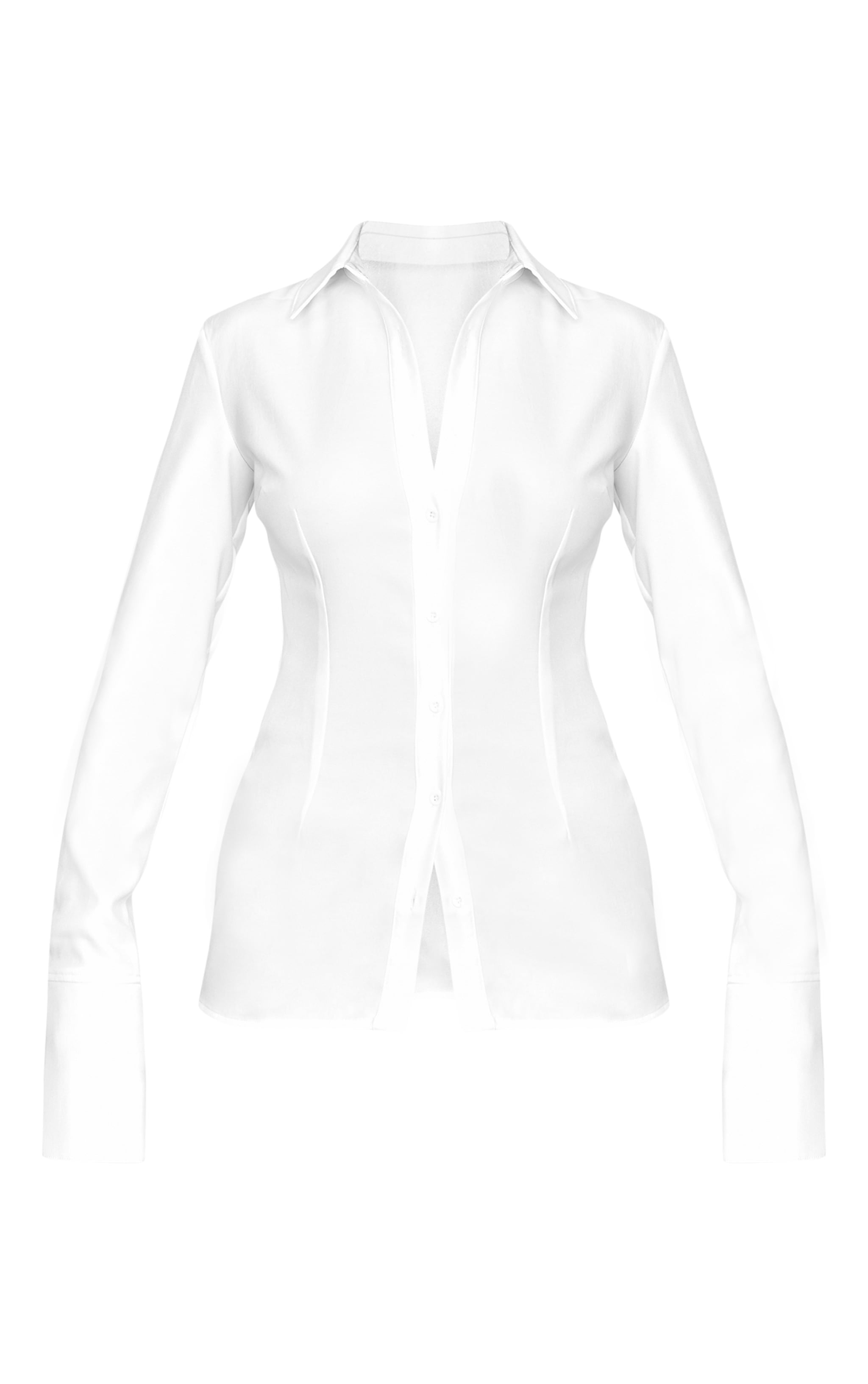 White Woven Fitted Shirt image 5