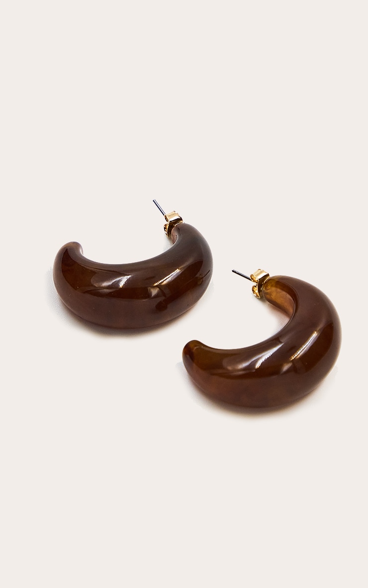 Brown Resin Chunky Hoop Earring image 3